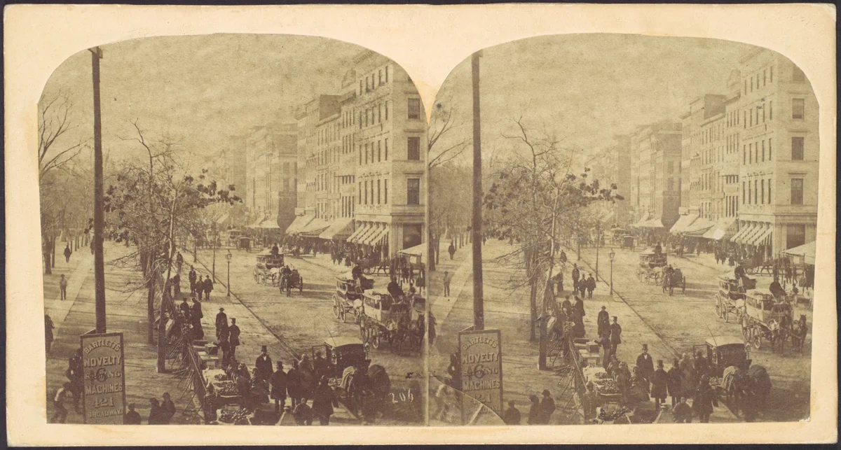 [Broadway with horse-drawn carriages] by Edward Anthony, photograph, 1858-1862