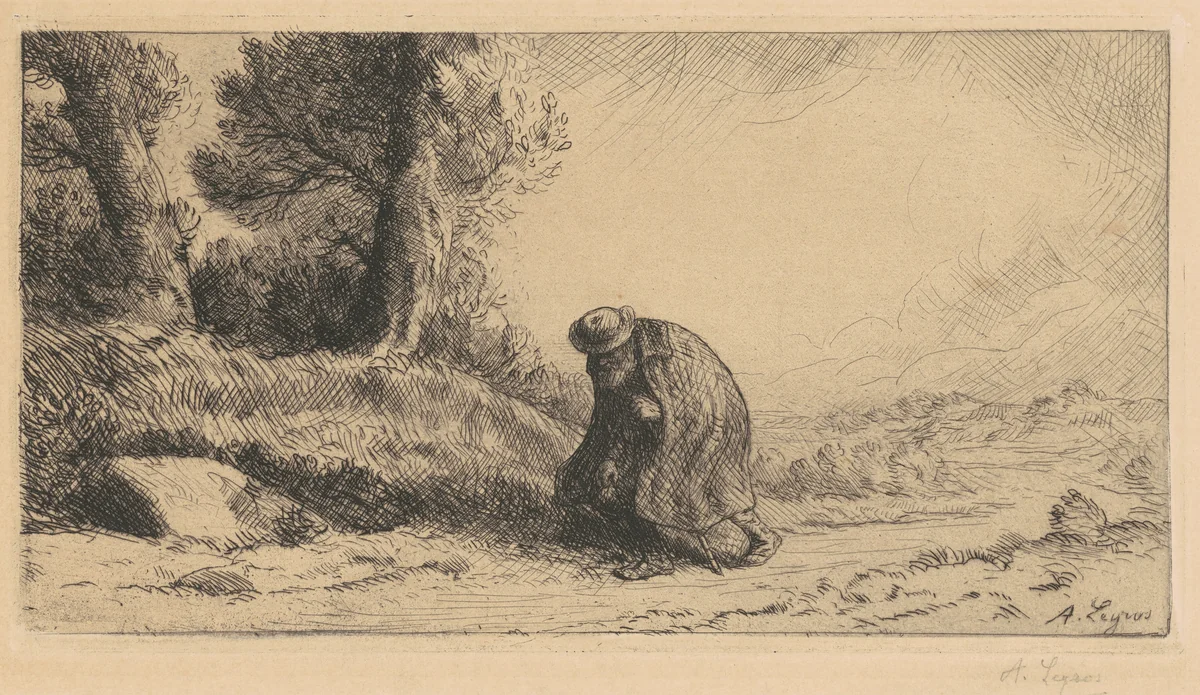 Wayfarer Surprised by a Storm (Le Voyageur surpris par l'Orage) by Alphonse Legros, print, 1877-1900
