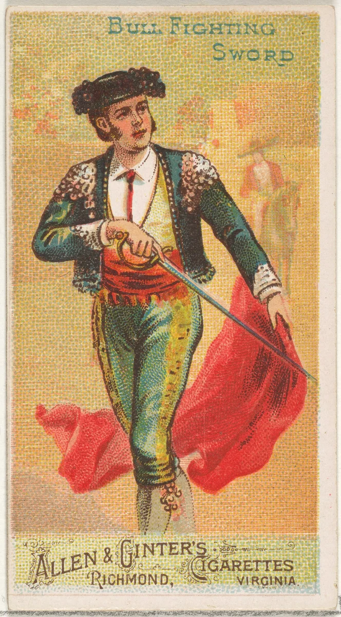 Bull Fighting Sword, from the Arms of All Nations series (N3) for Allen & Ginter Cigarettes Brands by Allen & Ginter, print, 1887