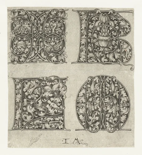 Hoofdletters I, K, L en M by Unknown, print, 1455-1503