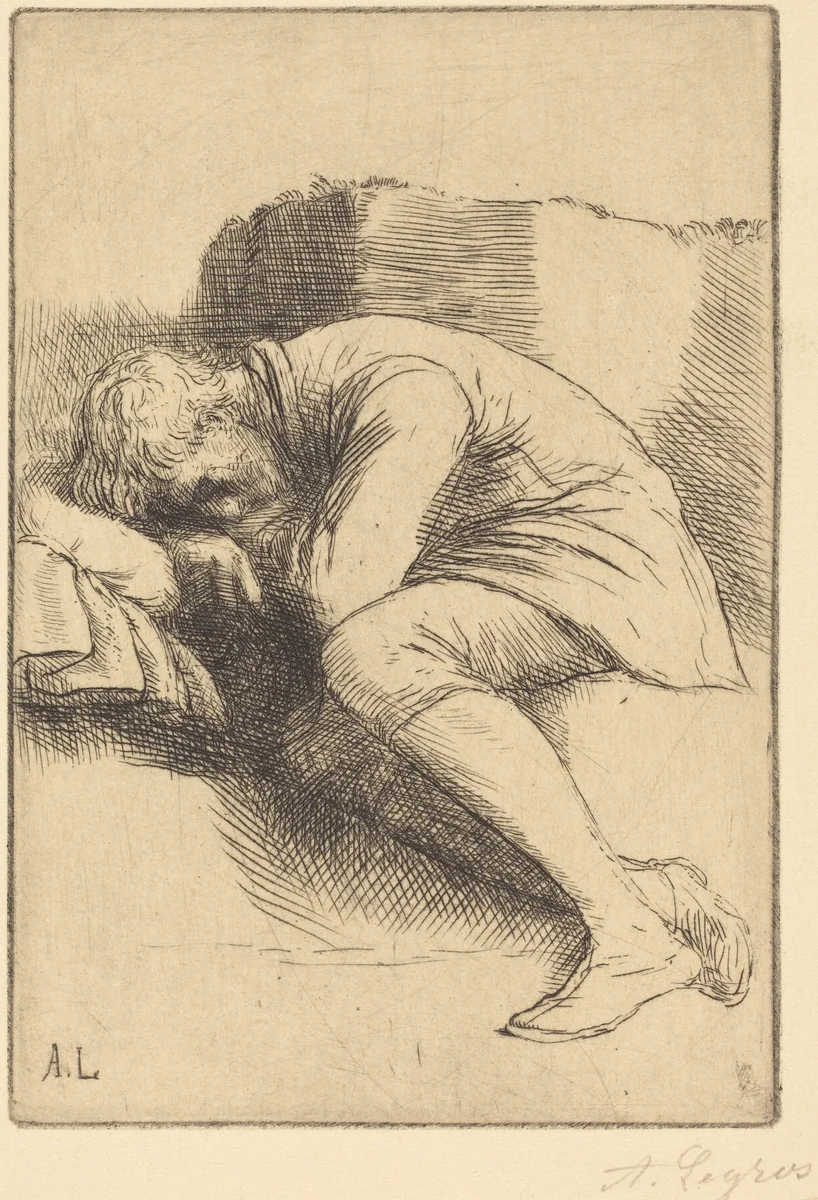 Sleeper (Un dormeur) by Alphonse Legros, print, 1837-1911