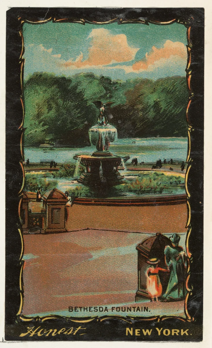 Bethesda Fountain, Central Park, New York City, from the Transparencies series (N137) issued by W. Duke, Sons & Co. to promote Honest Long Cut Tobacco by W. Duke, Sons & Co., print, 1884-1890