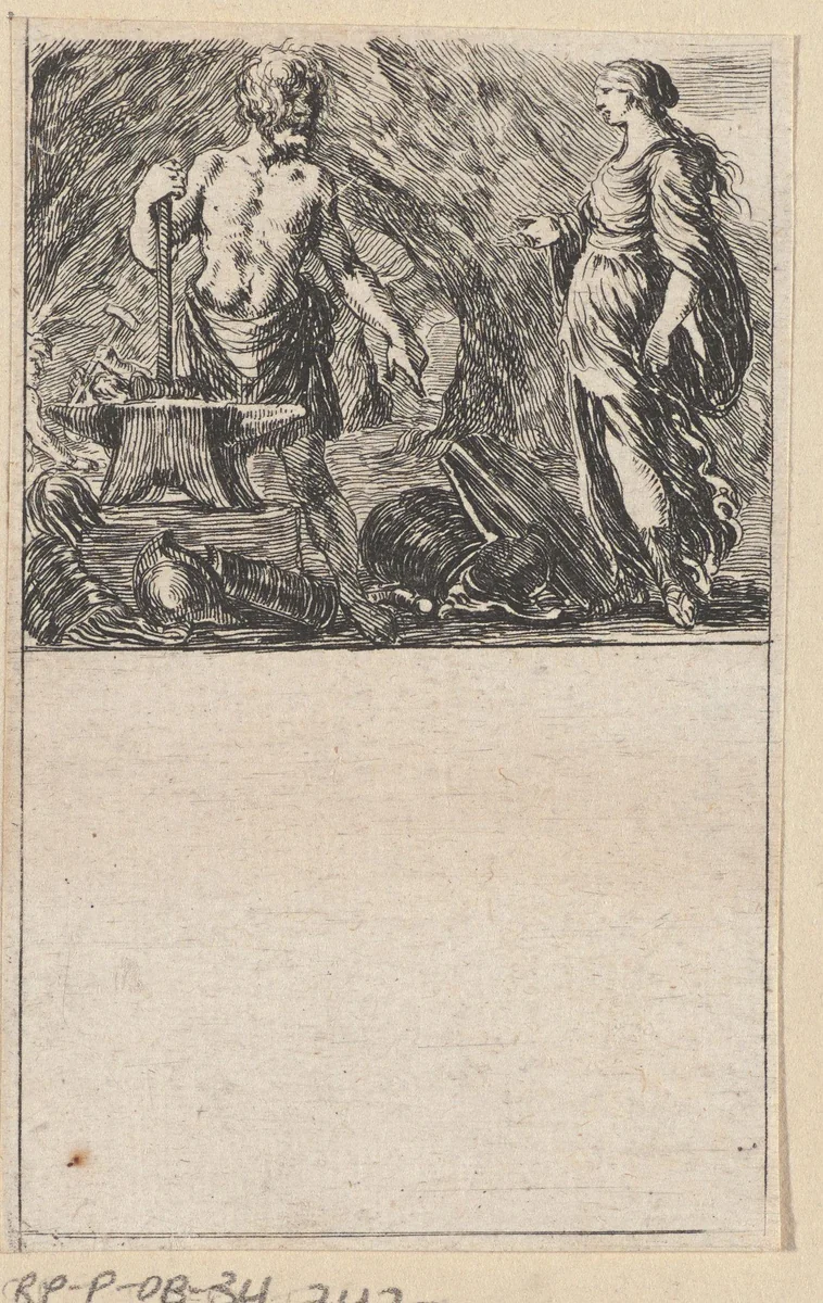 Vulcanus en Thetis by Stefano della Bella, print, 1620-1664