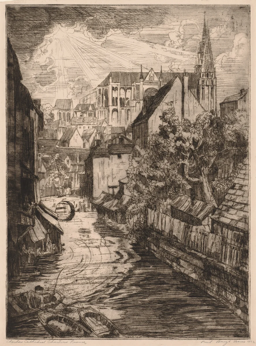 Chartres Cathedral, Chartres, France by Paul B. Travis, print, 1922