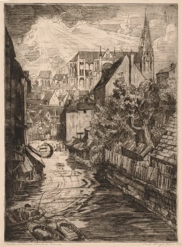 Chartres Cathedral, Chartres, France by Paul B. Travis, print, 1922