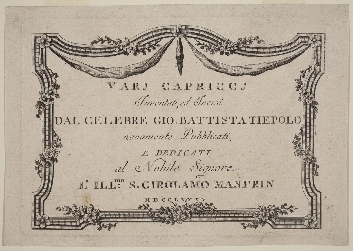 Title Page by Giovanni Battista Tiepolo, print, 1785