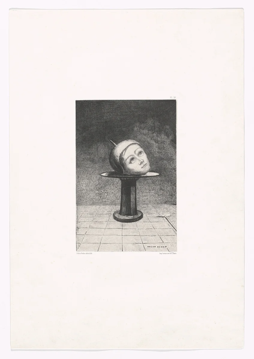 On the Dish (Sur la coupe) from In the Dream (Dans le rêve) by Odilon Redon, print, 1879