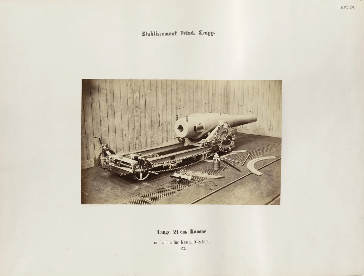 Lange 24 cm. Kanone in Laffete fur Kasematt-Schiffe by Hugo van Werden, photograph, 1873
