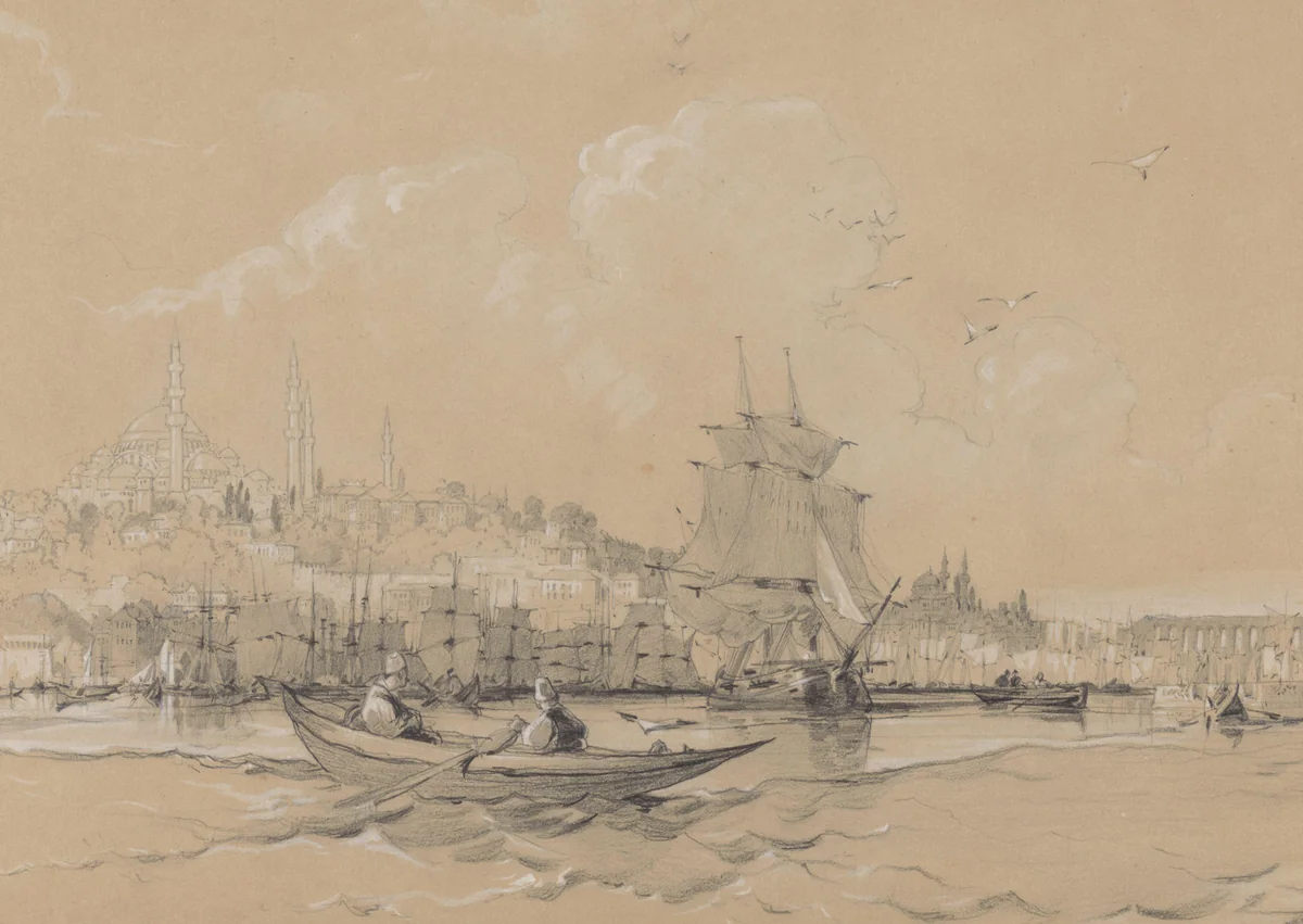 Gezicht op Istanbul, de oude stad, vanaf de Gouden Hoorn by Coke Smyth, drawing, 1830-1900