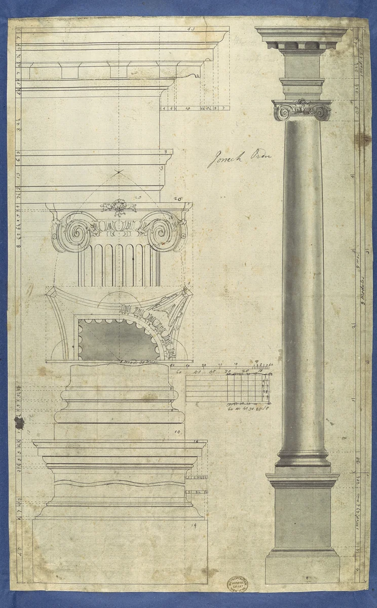 The General Proportion of the Ionick [Ionic] Order, in Chippendale Drawings, Vol. I by Thomas Chippendale, drawing, 1753