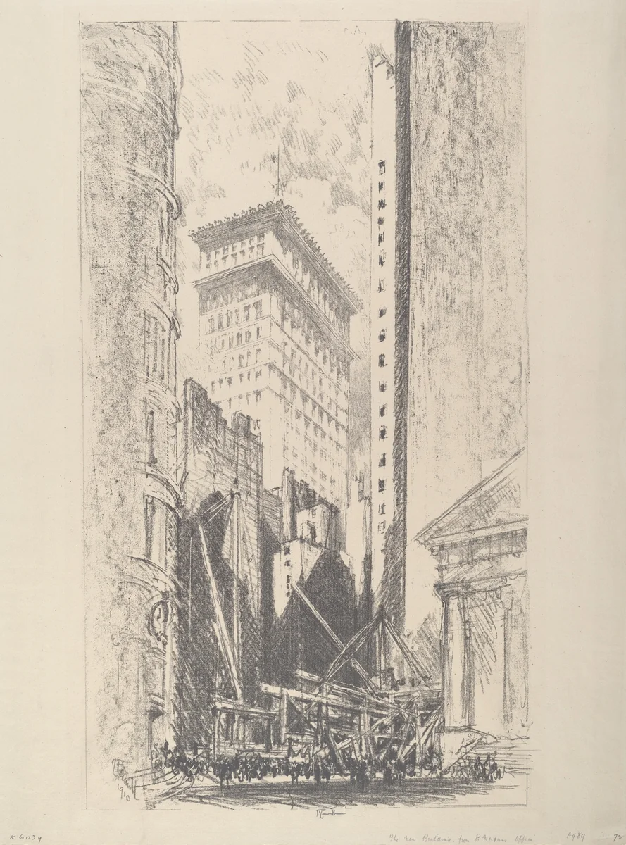 Rebuilding Broad Street by Joseph Pennell, print, 1910