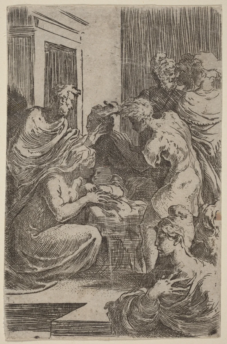 The Adoration of the Shepherds by Parmigianino, print, 1522-1532