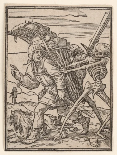 The Shop-keeper, from "The Dance of Death" by Hans Holbein the Younger, print, 1521-1538