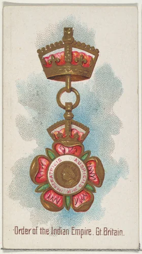 Order of the Indian Empire, Great Britain, from the World's Decorations series (N30) for Allen & Ginter Cigarettes by Allen & Ginter, print, 1890