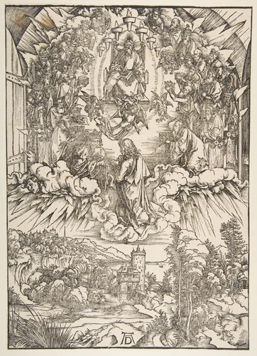 Saint John before God and the Elders, from "The Apocalypse" by Albrecht Dürer, print, 1496