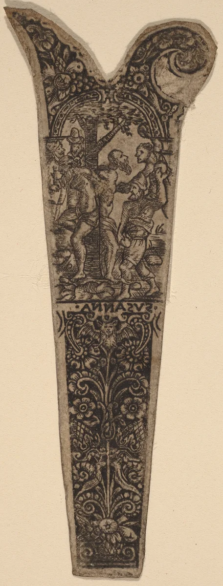 Ornament for Knife Handle by Theodor de Bry, print, 1528-1598