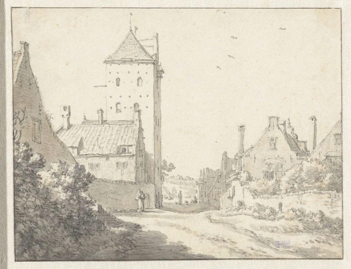 Plompetoren te Utrecht by Herman Saftleven, drawing, 1619-1685