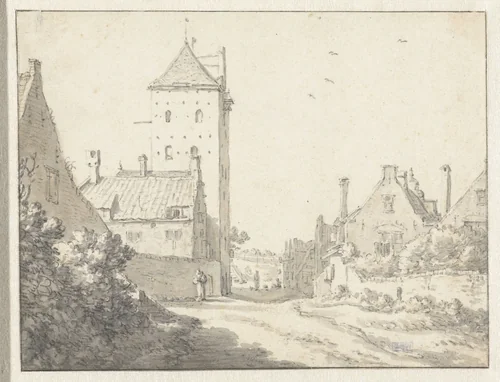 Plompetoren te Utrecht by Herman Saftleven, drawing, 1619-1685