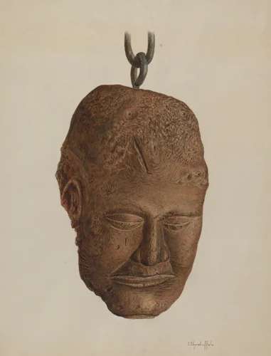Carved Wooden Head by Cornelius Christoffels, index of american design, 1940