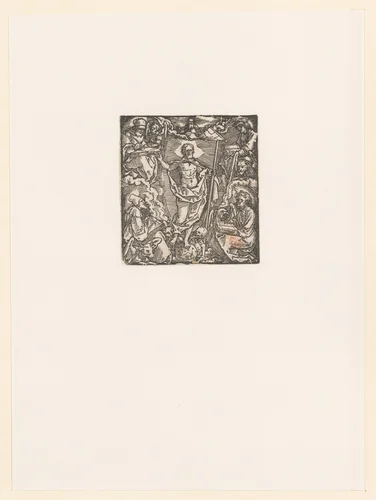 Christus als Salvator Mundi, omringd door de vier evangelisten by anonymous, print, 1510-1526