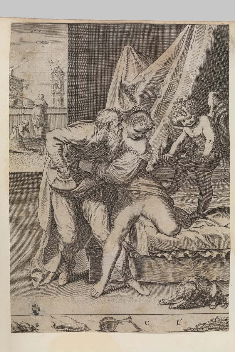 Ogni cosa vince l'oro by Agostino Carracci, print, 1585-1600