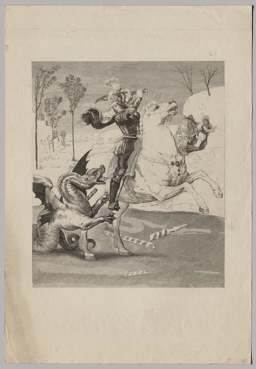 St. George and the Dragon (3) by Claude-Ferdinand Gaillard, print, 1885