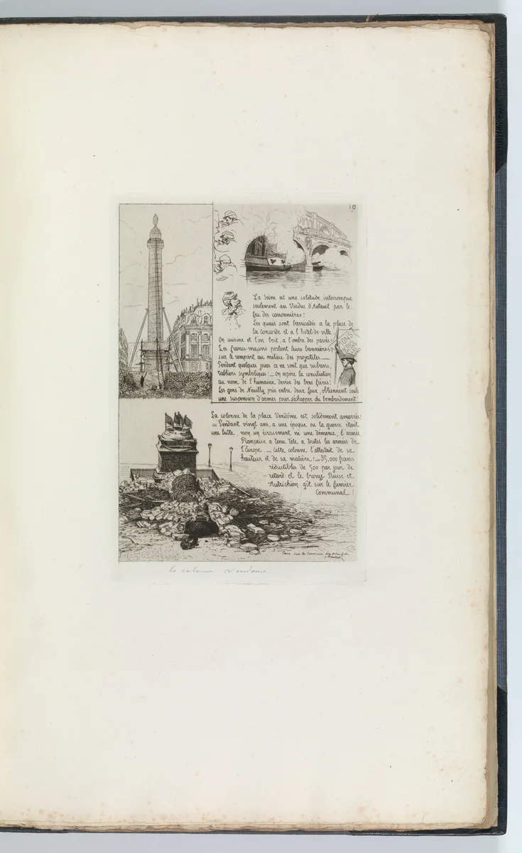 Paris sous la Commune, Notes et Eaux fortes and Paris Incendie by Adolphe Martial Potémont, book, 1871