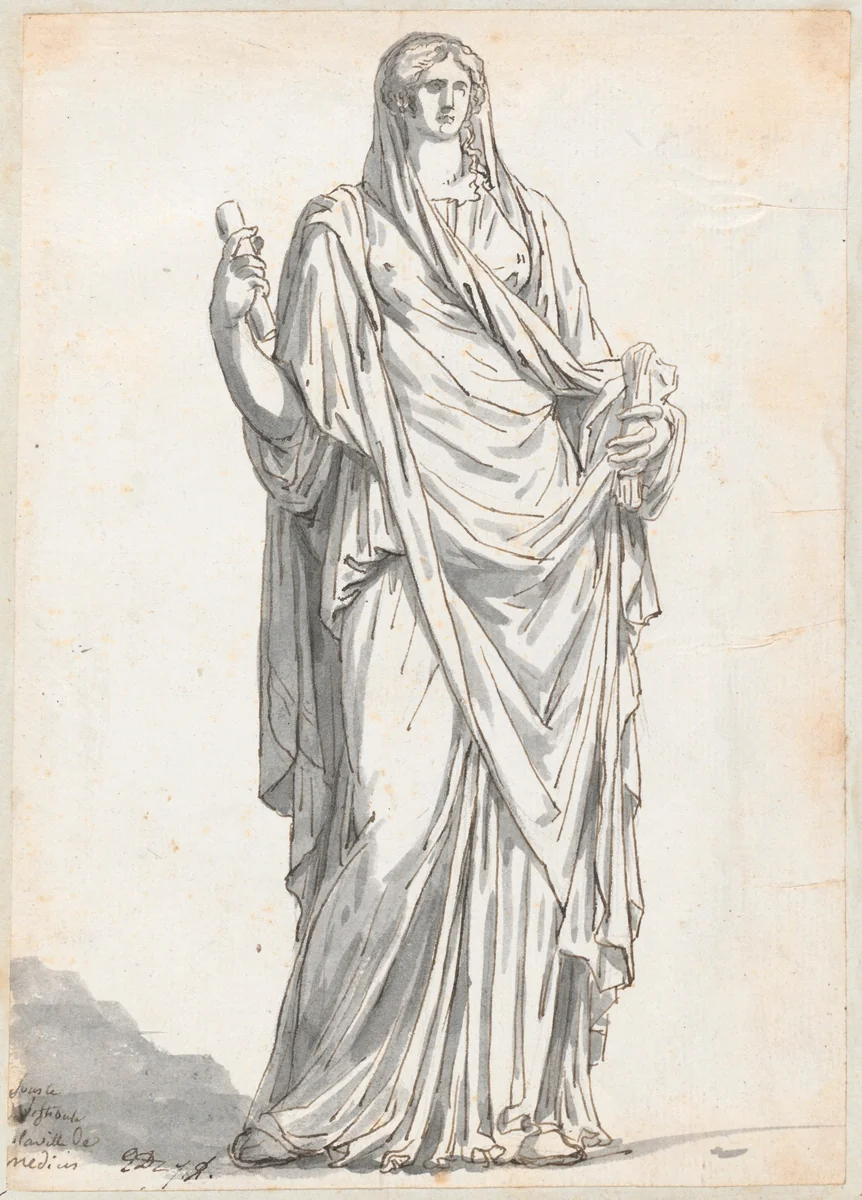 Orante from the Villa Medici by Jacques-Louis David, drawing, 1775-1780