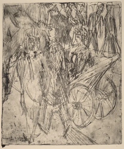 Couple in Front of a Carriage by Ernst Ludwig Kirchner, print, 1914
