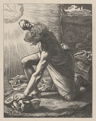 Jacob Hears the Voice of the Lord, from "Dalziels' Bible Gallery" by Frederick Augustus Sandys, print, 1865-1881
