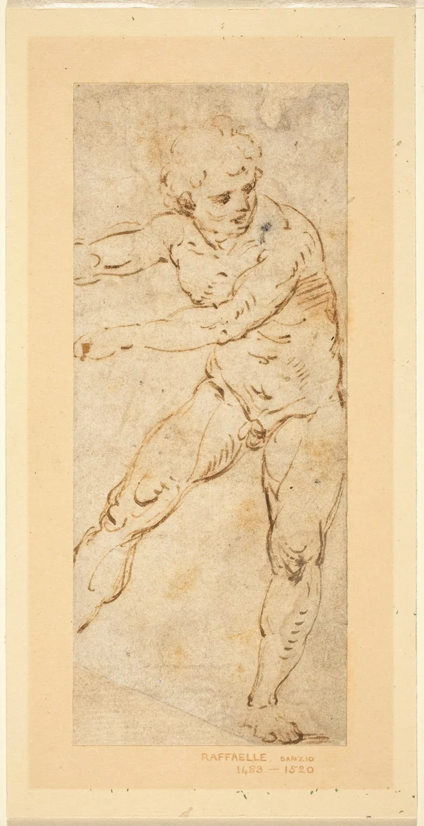 A Standing Male Nude by Raphael, drawing, 1483-1520
