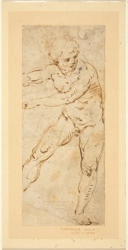 A Standing Male Nude by Raphael, drawing, 1483-1520
