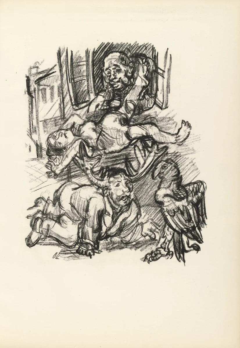 Job with Horns (Hiob mit Geweih) (plate, page 45) from Hiob (Job) by Oskar Kokoschka, illustrated book, 1916
