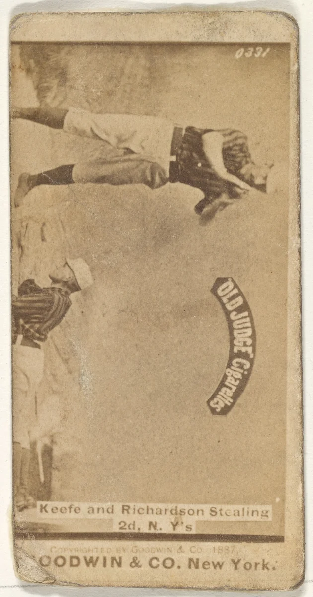 Keefe and Richardson Stealing 2nd Base, New York, from the Old Judge series (N172) for Old Judge Cigarettes by Goodwin & Company, photograph, 1887