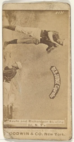 Keefe and Richardson Stealing 2nd Base, New York, from the Old Judge series (N172) for Old Judge Cigarettes by Goodwin & Company, photograph, 1887