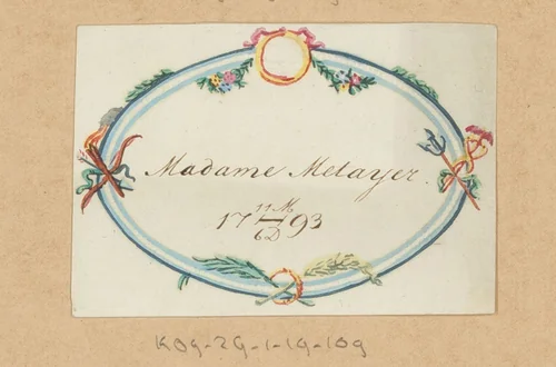 Bruiloftskaart voor 'Madame Metayer' by anonymous, drawing, 1793