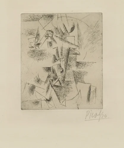 Head of a Man with Pipe (Tête d'homme à la pipe) by Pablo Picasso, print, 1912