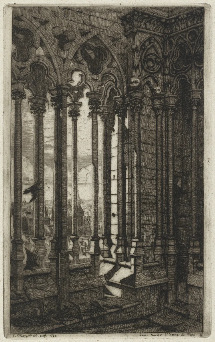 La galerie Notre-Dame, Paris (The Gallery of Notre Dame, Paris) by Charles Meryon, print, 1853