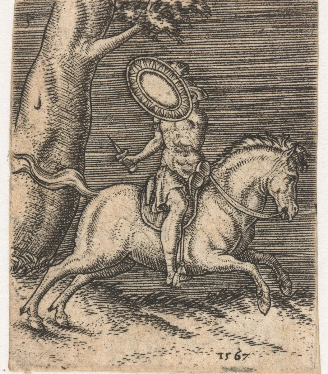 Romeinse ruiter te paard by Abraham de Bruyn, print, 1567