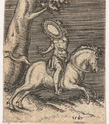 Romeinse ruiter te paard by Abraham de Bruyn, print, 1567