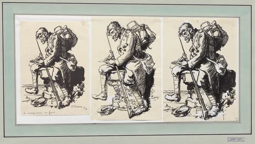 La Correspondance au front by Auguste Louis Lepère, drawing, 1914