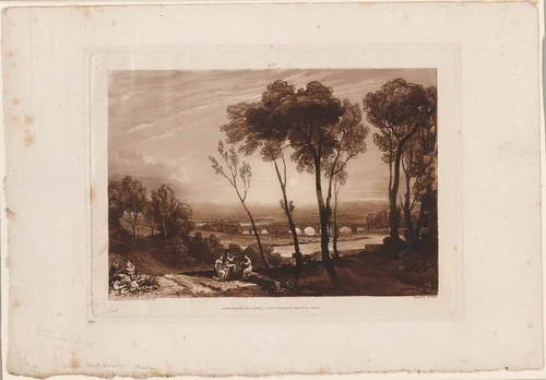 The Bridge in Middle Distance, plate 13 from Liber Studiorum by Joseph Mallord William Turner, print, 1808