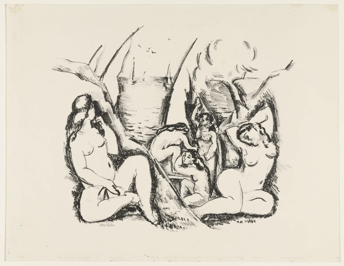 Bathers and Sails by Max Weber, print, 1928