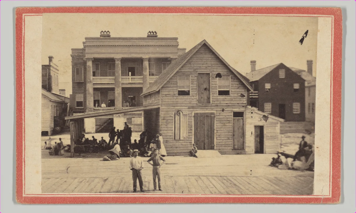 Water view of Quartermaster’s Office at Beaufort, South Carolina by Samuel A. Cooley, photograph, 1862-1865