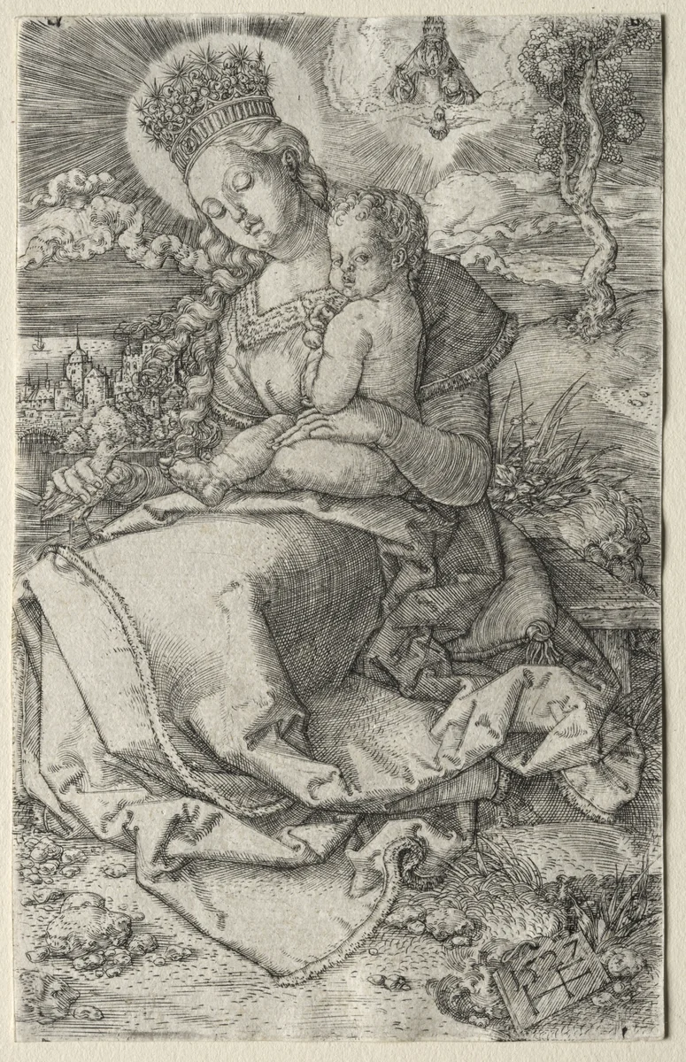 Virgin with a Crown of Stars by Monogrammist HF, print, 1527