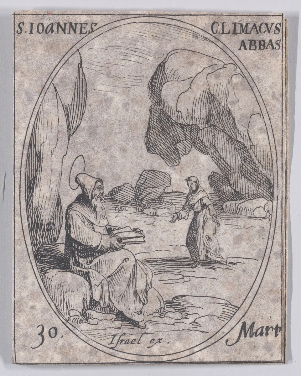 S. Jean Climaque, abbé (St. John Climaticus, Abbot), March 30th, from "Les Images De Tous Les Saincts et Saintes de L'Année" (Images of All of the Saints and Religious Events of the Year) by Jacques Callot, print, 1636