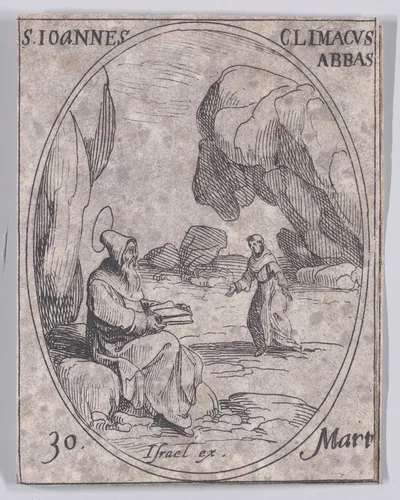 S. Jean Climaque, abbé (St. John Climaticus, Abbot), March 30th, from "Les Images De Tous Les Saincts et Saintes de L'Année" (Images of All of the Saints and Religious Events of the Year) by Jacques Callot, print, 1636