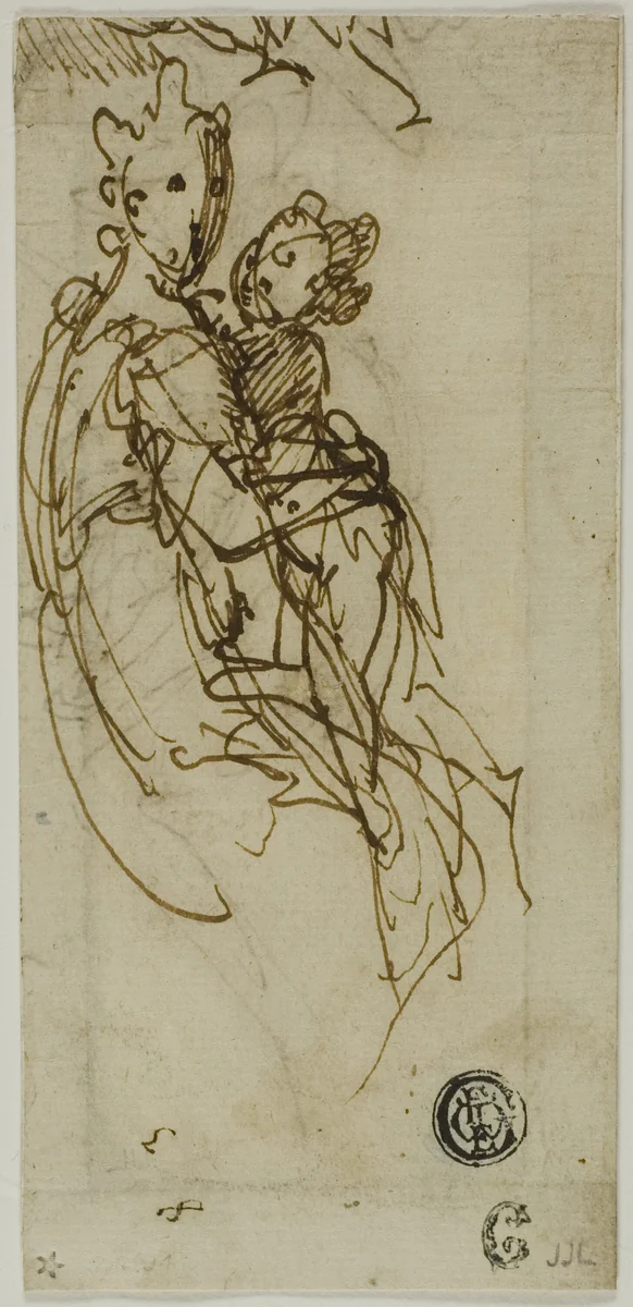 Seated Virgin and Child (recto); Seated Virgin and Child (verso) by Bernardino India, drawing, 1570-1590