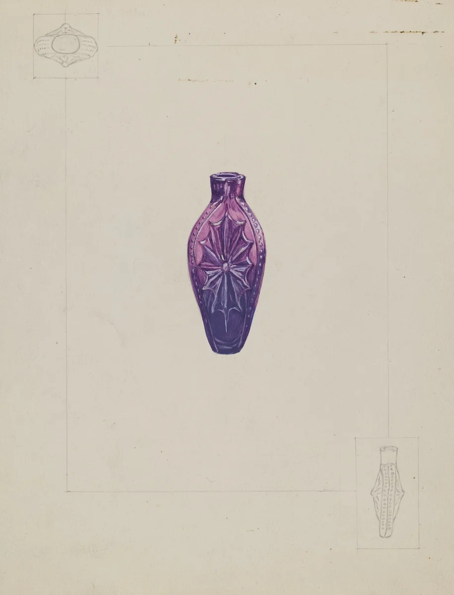Stiegel Perfume Vial by John Jordan, index of american design, 1936