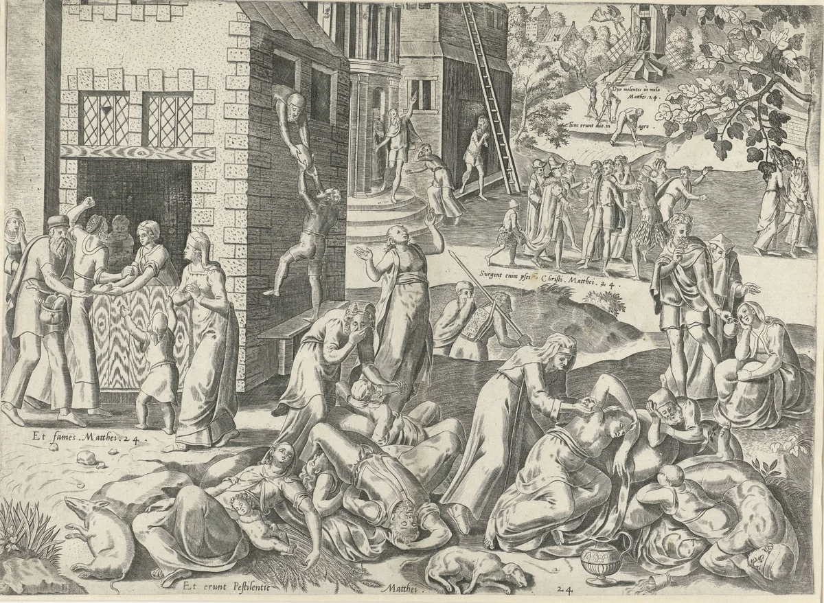 Profetie van Christus over het einde der tijden by Frans Hogenberg, print, 1562